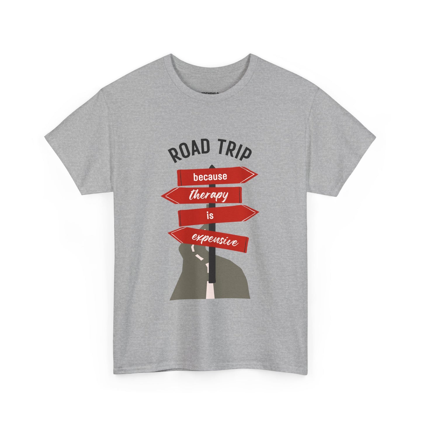 Road Trip Therapy Unisex  Men Women Heavy Cotton Tee | Travel Shirt for Adventurers, Road Trip Gifts, Vacation Apparel. - Trendklo