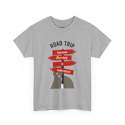 Road Trip Therapy Unisex  Men Women Heavy Cotton Tee | Travel Shirt for Adventurers, Road Trip Gifts, Vacation Apparel. - Trendklo