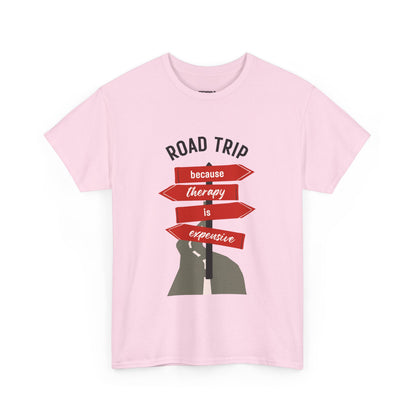 Road Trip Therapy Unisex  Men Women Heavy Cotton Tee | Travel Shirt for Adventurers, Road Trip Gifts, Vacation Apparel. - Trendklo