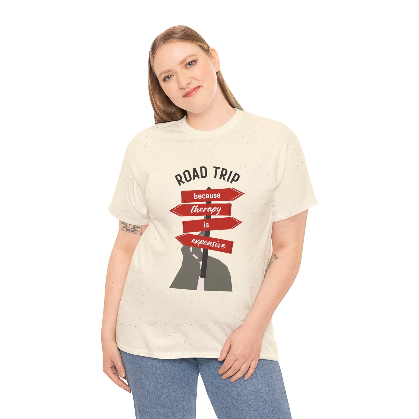 Road Trip Therapy Unisex  Men Women Heavy Cotton Tee | Travel Shirt for Adventurers, Road Trip Gifts, Vacation Apparel. - Trendklo