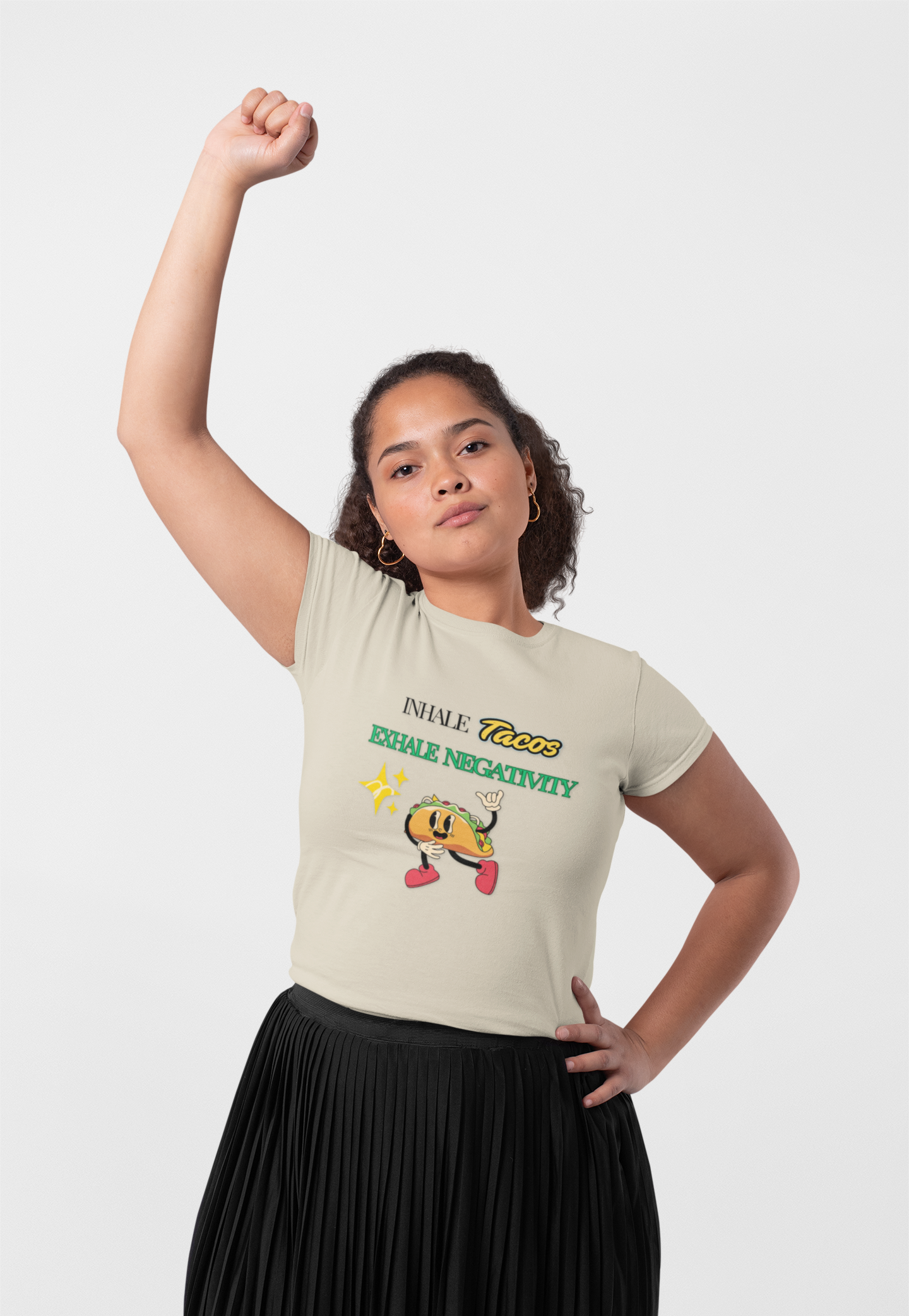 Taco Themed Tee Shirt, Funny Graphic T-Shirt, Gifts for Foodies, Exhale Negativity Tee Unisex Men Women Tshirt. - Trendklo