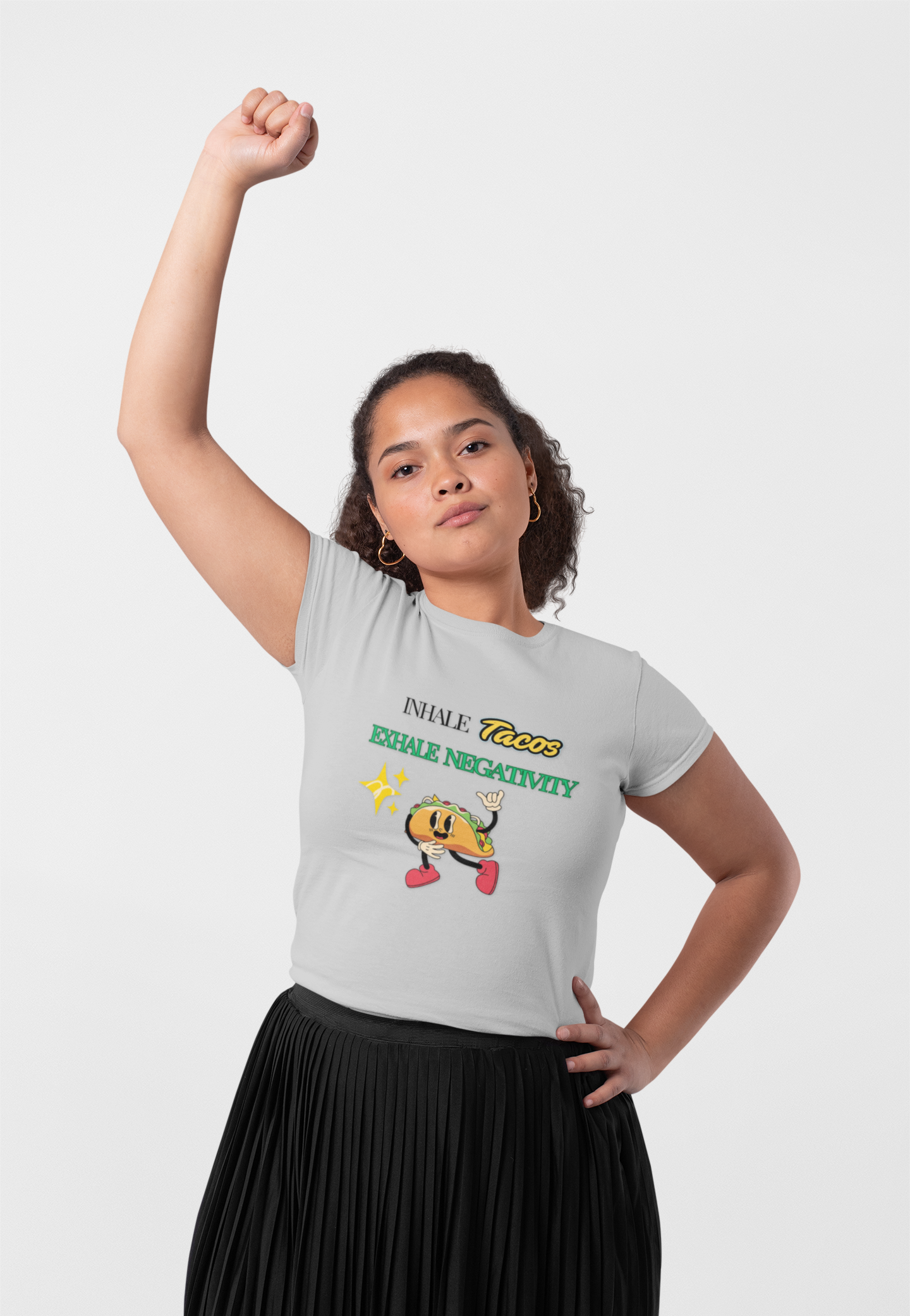 Taco Themed Tee Shirt, Funny Graphic T-Shirt, Gifts for Foodies, Exhale Negativity Tee Unisex Men Women Tshirt. - Trendklo