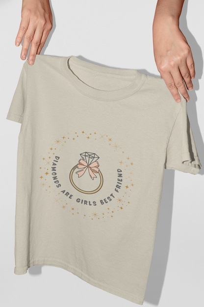 Cotton Tee - Diamonds Are Girls Best Friend, Casual Tee, Women Tshirt - Trendklo