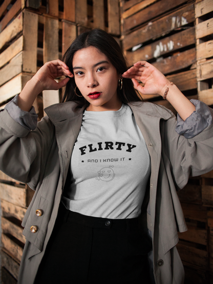 Flirty Statement Tee, Casual Men Women Unisex T-Shirt, Flirty and I Know It, - Trendklo