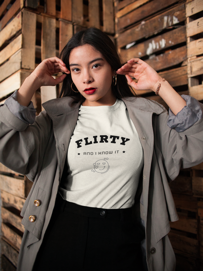 Flirty Statement Tee, Casual Men Women Unisex T-Shirt, Flirty and I Know It, - Trendklo