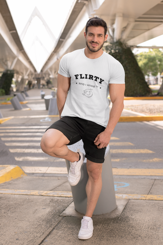 Flirty Statement Tee, Casual Men Women Unisex T-Shirt, Flirty and I Know It, - Trendklo