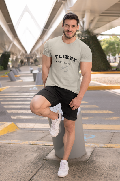 Flirty Statement Tee, Casual Men Women Unisex T-Shirt, Flirty and I Know It, - Trendklo