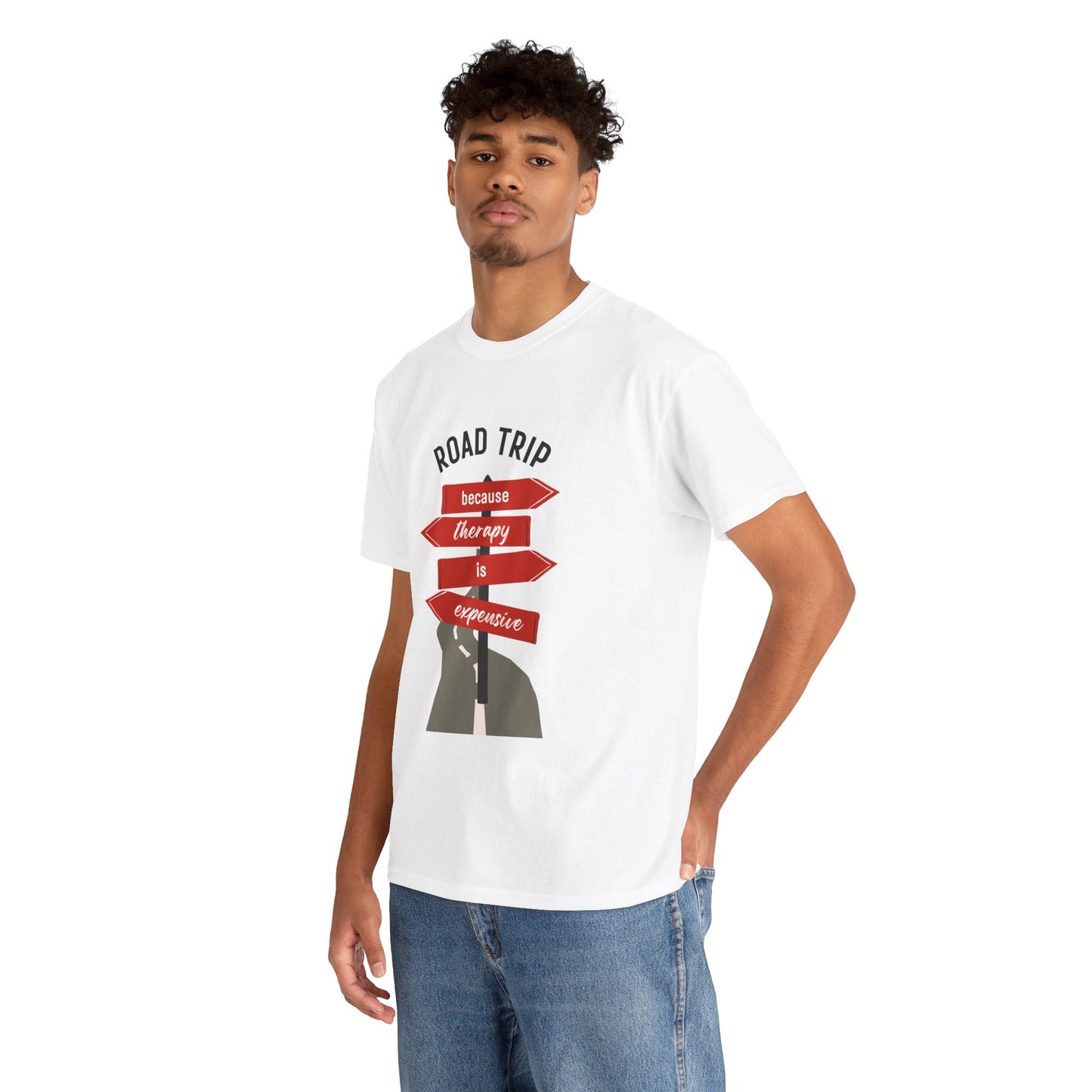 Road Trip Therapy Unisex  Men Women Heavy Cotton Tee | Travel Shirt for Adventurers, Road Trip Gifts, Vacation Apparel. - Trendklo