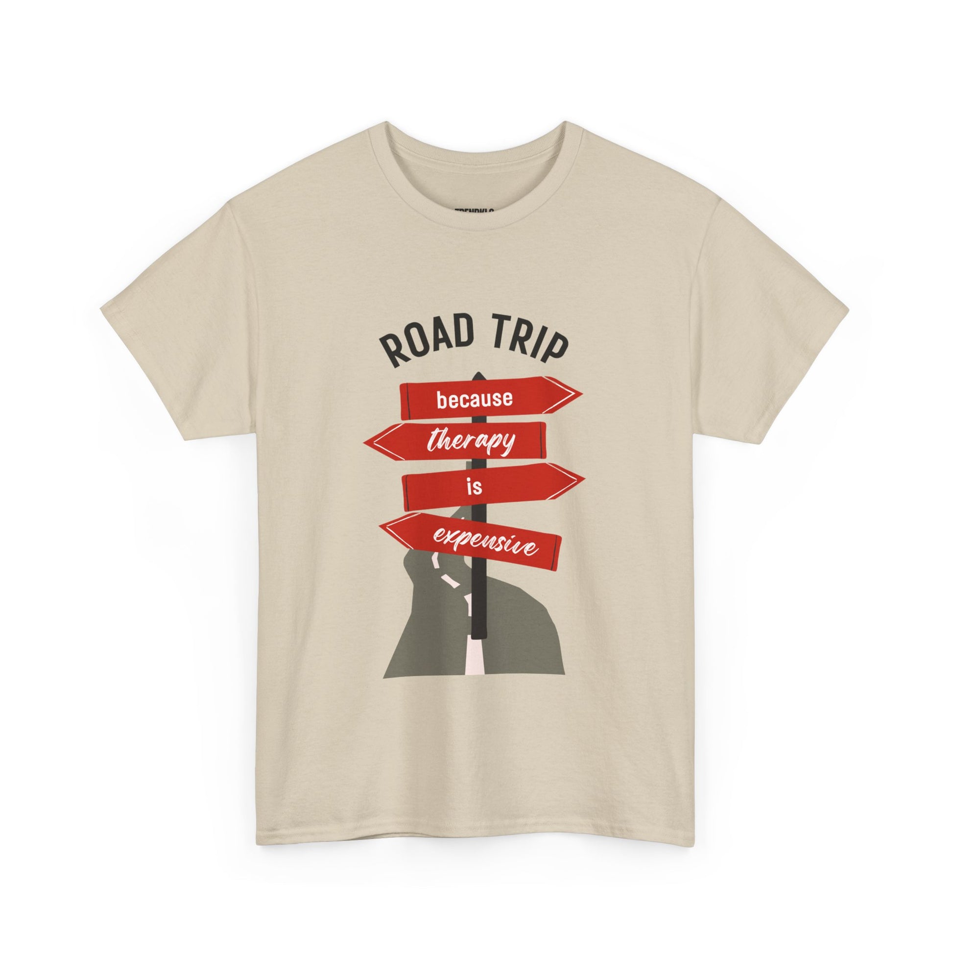Road Trip Therapy Unisex  Men Women Heavy Cotton Tee | Travel Shirt for Adventurers, Road Trip Gifts, Vacation Apparel. - Trendklo