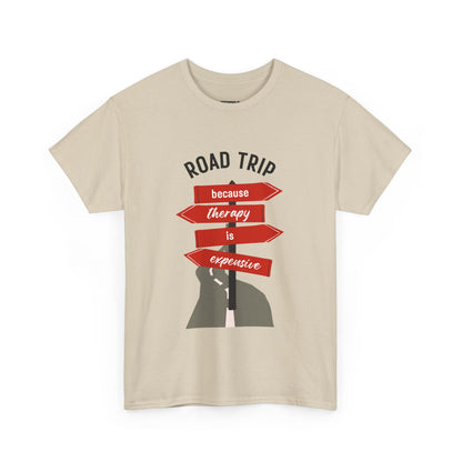 Road Trip Therapy Unisex  Men Women Heavy Cotton Tee | Travel Shirt for Adventurers, Road Trip Gifts, Vacation Apparel. - Trendklo