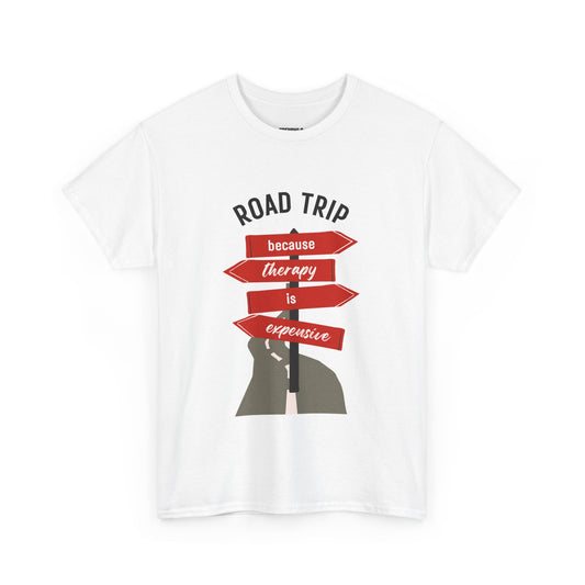 Road Trip Therapy Unisex  Men Women Heavy Cotton Tee | Travel Shirt for Adventurers, Road Trip Gifts, Vacation Apparel. - Trendklo