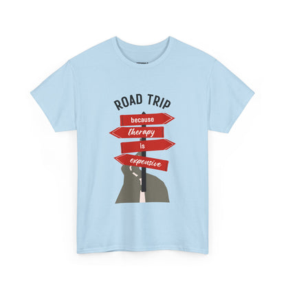Road Trip Therapy Unisex  Men Women Heavy Cotton Tee | Travel Shirt for Adventurers, Road Trip Gifts, Vacation Apparel. - Trendklo
