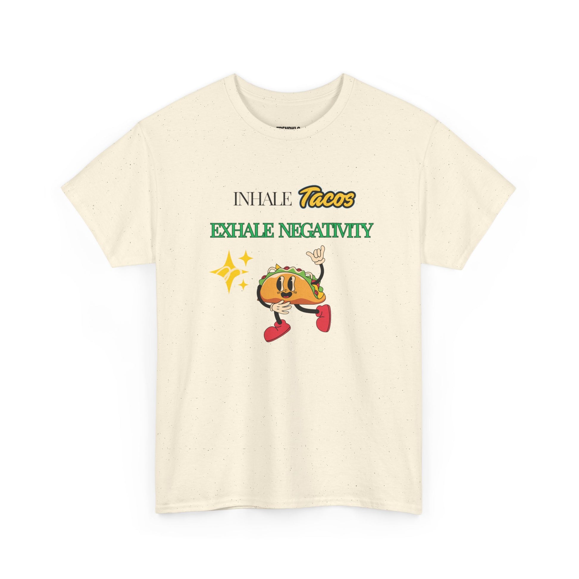 Taco Themed Tee Shirt, Funny Graphic T-Shirt, Gifts for Foodies, Exhale Negativity Tee Unisex Men Women Tshirt. - Trendklo
